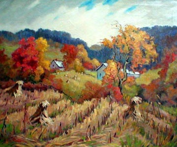 Autumn Landscape
                    with Corn Shocks