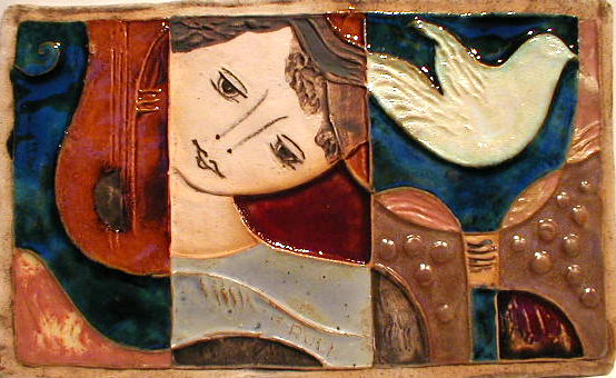Figure with doves