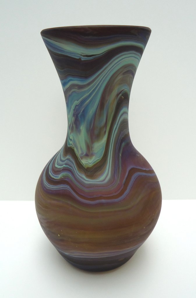 Purple
                  vase with green swirl
