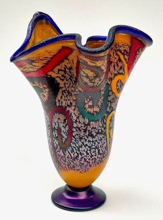 Extra
                      large orange fluted vase