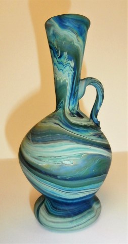 Swirl elongated one handle vase with stand