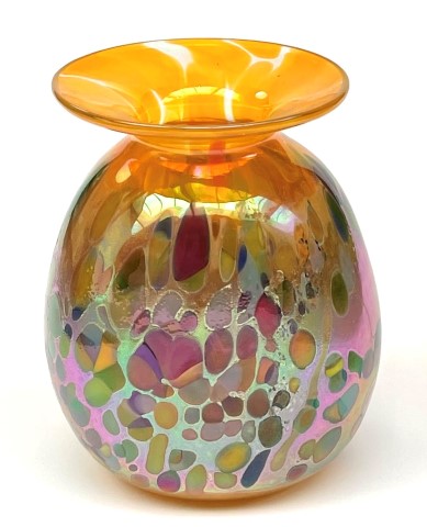 Gold
                      rim multicolored mini vase
