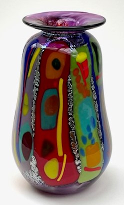 Purple
                      rim fused glass large vase