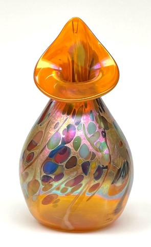 Tapered orange
                      rim multicolored vase