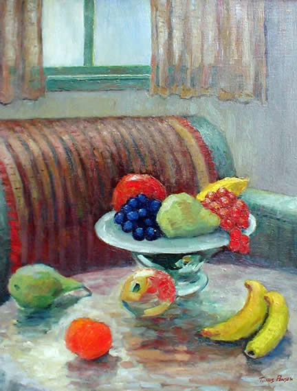 An Interior Fresh Fruit On Glass Stand