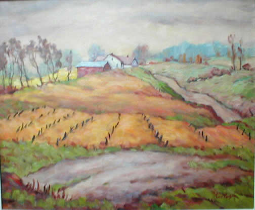 Ponsen Farm House and Fields
                    in Late Autumn