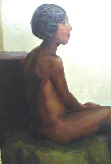 Ponsen Nude Woman Seated On Green