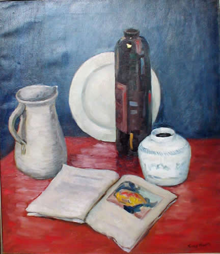 Ponsen Still Life With Bottle Pitcher And Open
                    Book
