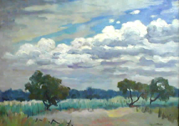 Ponsen Summer Landscape With
                    Low Clouds