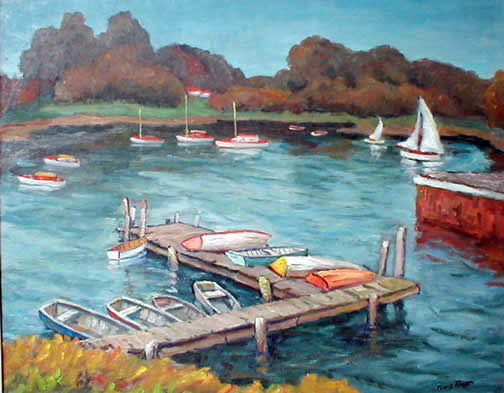 Ponsen Sunny Cove With Sailboats And Rowboats