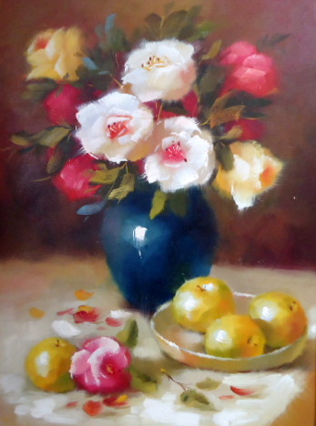 Blue
                        Vase with Flowers