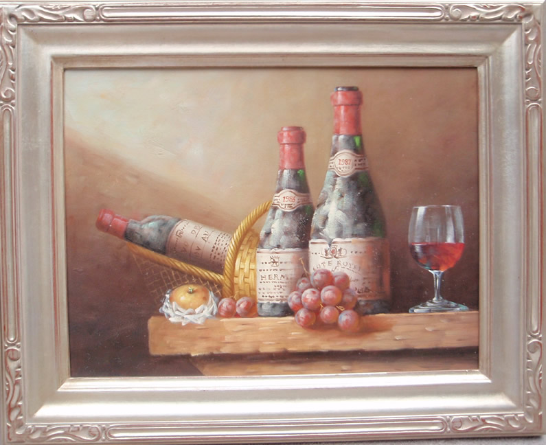 Grapes and
                        wine bottles